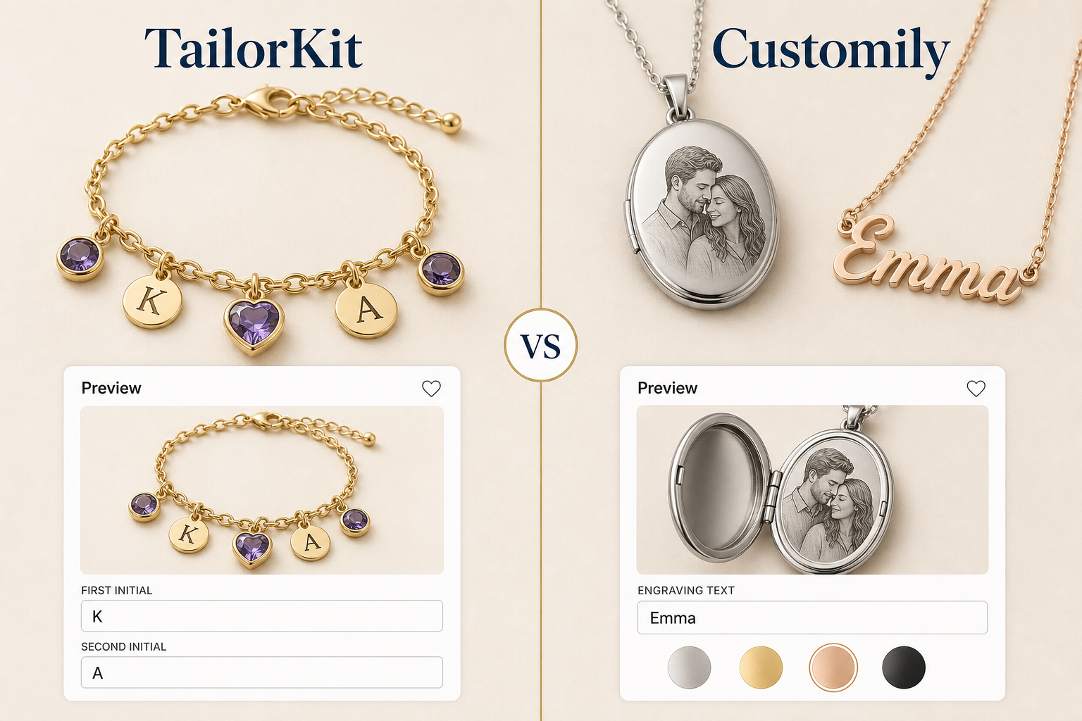TailorKit vs Customily — side-by-side comparison for Shopify product personalization